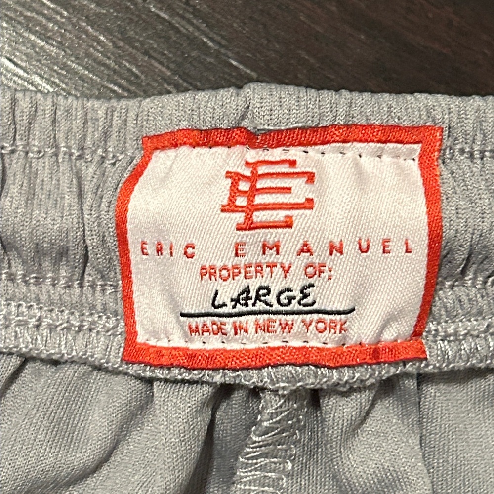 Eric Emanuel Gray Athletic Shorts with Blue Crest - Picture 2 of 2